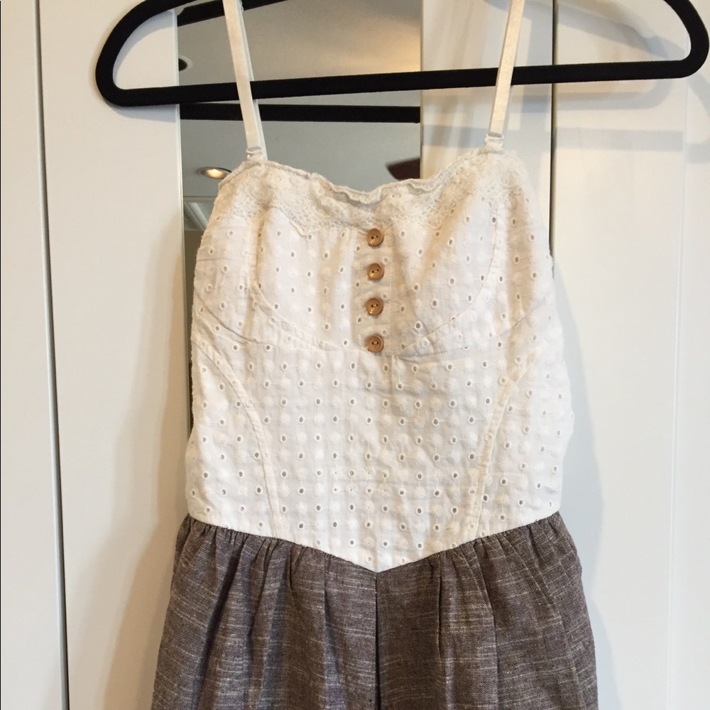 white lace peplum minidress w/ buttons